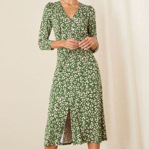 ISO Monsoon brand animal print jersey dress in green, Size M, UK 12 or US 8
